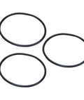 Three 5mm round rubber transmission belts from pack of 10 for lite duty machinery and small motor setups, vibration dampening drive