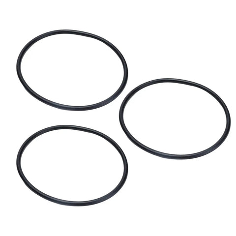 Three 5mm round rubber transmission belts from pack of 10 for lite duty machinery and small motor setups, vibration dampening drive