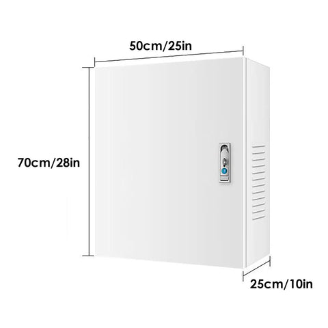 Heavy Duty Cold Rolled Steel Wall Mount Electric Vehicle Charger Cover dimensions 70cm by 50cm, with key lock for security.
