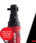 Close-up of red Quarter Inch Mini Palm Ratchet Tool With 35 Ft Lbs Max Torque And 300 RPM Handy Compact Air Ratchet