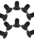 Ten black aluminum Dzus button flush fasteners with 7/16 in grip and quarter-turn Allen head
