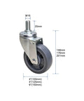 Heavy Duty Swivel Caster Wheels With Threaded Stem For Workbench And Cart No Noise PU Casters With Brake Top Plate measurements