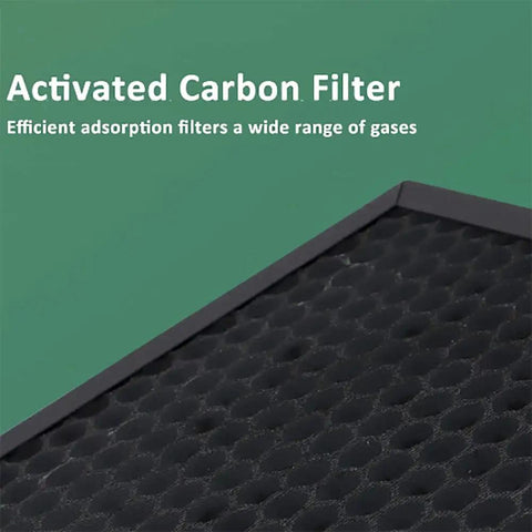 Pro Grade Solder Fume Extractor With Quiet Multilayer Filtration For Clean Shop Air And Stealthy DIY Welding Smoke Scrubber Activated carbon filter close-up.