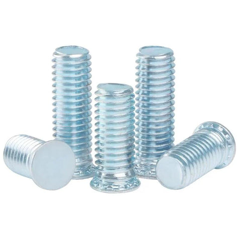 Galvanized steel flat-head screws, 5 pcs, silver finish.