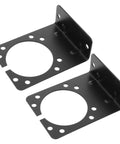 Heavy Duty 7 Pin Trailer Wiring Connector With Easy Install Mounting Brackets Stable Power Transmission Wide Compatibility Iron Bracket Kit For Rugged Use Includes 2 Pieces, black iron mounting brackets