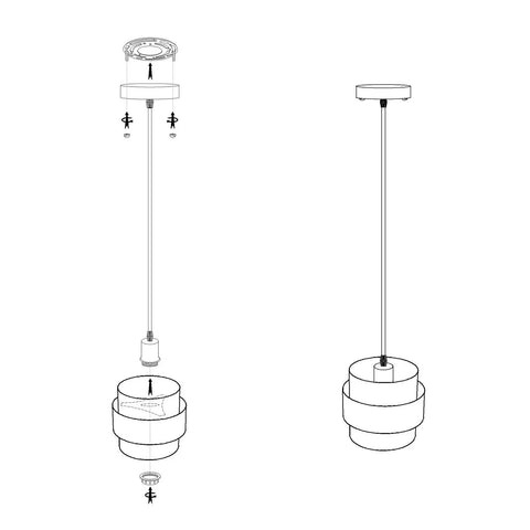 Assembly diagram of Matte Black Pendant Lights For Kitchen Island 7 Inch Adjustable Mini Glass Hanging Lights Decorative Lighting Fixture