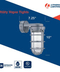 Jelly Jar Vapor Tight Wall Light Fixture With Prismatic Glass, Industrial Style Utility Sconce, 150W 120V, gray finish, dimensions 7.25 by 10 inches