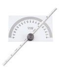 Angle And Depth Gauge Combo Tool Satin Finish Made In The USA White Protractor For Precise Angle Measurement And Depth Reading Handy For Woodworking Carpentry And DIY Projects displayed horizontally on a white background.