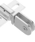 Close-up of Alloy Pivot Door Hinges Set With Micro Adjustment For Frameless Glass Showers, showing cone shape top bottom pivot.