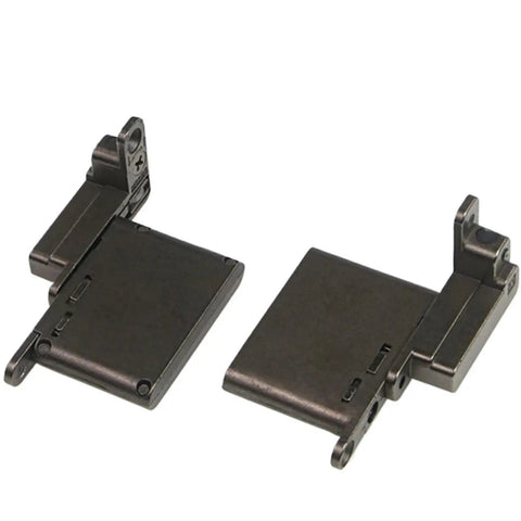 Heavy Duty Adjustable Cabinet Hinge With Hydraulic Soft Close Buffer Dead Reliable Heaven And Earth Pivot Mount For Smooth Operator Furniture Mods In Glossy Black on a white background.