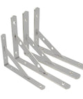 Badass Rock Solid Stainless Steel Shelf Brackets Heavy Duty Corner Braces for Floating Shelves, brushed finish, set of four.