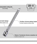 Half Inch Drive Extension Bar Set With Universal Joint Includes 3 Inch 5 Inch And 10 Inch Extensions Durable Chrome Vanadium Steel