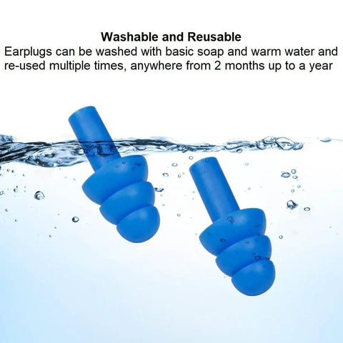 Soft Reusable Silicone Ear Plugs For Swimming Sleeping And Concerts With Indivi﻿dually Wrapped Waterproof Ear Protection shown underwater