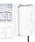 Outlet Cover Box For Kid Safe Child Safety Two Pack Fits Most Plugs And Cords Duplex And Decorator Electrical Plates, white
