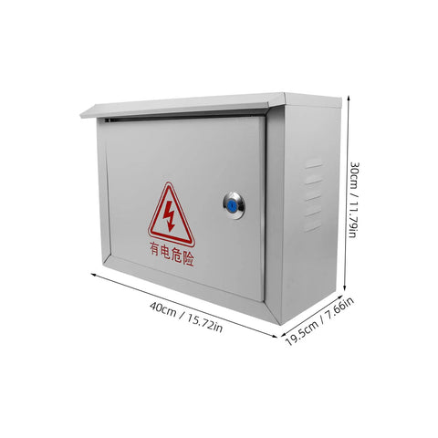 Weatherproof Outdoor Electrical Junction Box 300x400x160mm heavy duty iron distribution panel with hazard symbol.