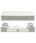 In-Line Dimmable LED Driver 24W In-Line Power Supply With 5% To 100% Dimming Range CL2, UL Class 2 Ready, Flicker-Free, Energy Efficient, No-Brainer Install For Under-Cabinet And Recessed Lighting, 5 Year Warranty Plus side and open views
