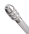 Straight Up Killer Pin Vise With Sleek Reversible Steel Collets For Securely Holding Tiny Wires Micro Files And Durable Hardware Bits That Grip Tight During Fast Precision Diy Work Around The Shop, detailed view of the metal gripping head.