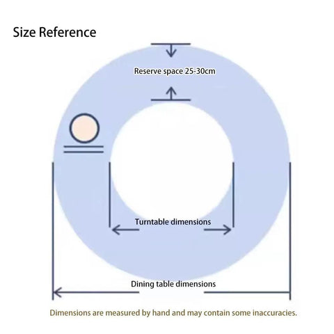 Size reference diagram for Heavy Duty Wooden Lazy Susan Turntable 33 Inch Round Serving Tray showing dimensions.