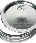 Ball SureTight metal lid for wide mouth glass mason jars, ideal for canning and preserving, ensuring airtight seals.