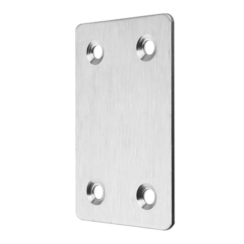 Hella Sturdy Stainless Steel Flat Metal Straight Corner Brace L Brackets Heavy Duty Wood Furniture Building Hardware Pack Of Twenty Two Point Four By One Point Five For Shelves Frames And TV Mounts, showing a flat stainless steel bracket with holes.