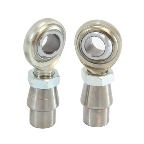 Bulletproof Hardcore 3/4 X 16 Heim Joints With Solid Bung Connectors And Heavy Duty Jam Nuts 4 Pack Rh Lh spherical rod ends close-up view.