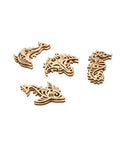 Natural Wood Ocean Life Keychain Set With Spinning Miniatures Of Whale Shark Stingray And Seahorse, Marine Biodiversity Charms, Hanging Eyelets And Durable Wooden Ornaments For Bags Or Keys, Great Sea Life Gift. Four wooden ocean animal charms