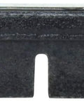 StopTech sport brake pad with shims and hardware; side view, black automotive brake component