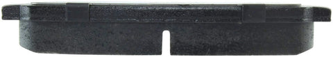 StopTech sport brake pad with shims and hardware; side view, black automotive brake component