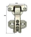 Two Pack 90 Degree Corner Cabinet Hinges Soft Close for Kitchen Cabinets With Blind Angle Design, shown in silver steel, front view