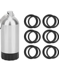 13 Piece Scuba Diving Tank Ring Kit With 12 O Rings 6 Thick 6 Slim For Cylinder Valves Regulators Paintball Bottles And Air Rifles Includes Mini Tank Key Ring Must Have Dive Gear Seal Set image shows silver mini tank keyring with O rings.
