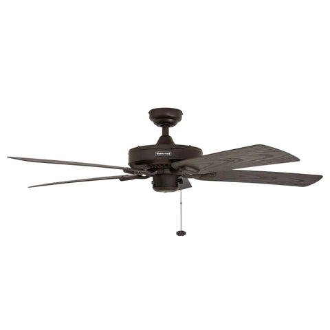 Belmar 52 Inch Ceiling Fan Without Light For Indoor Or Outdoor Use With Pull Chain Tri Mount Traditional 5 Blade Bronze ETL Wet Rated Energy Efficient Quiet Operation Ideal For Small Rooms
