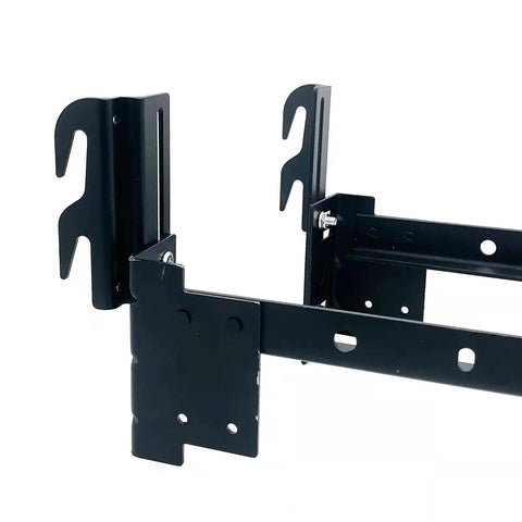 Heavy Duty Headboard Adapter Brackets And Bed Frame Hooks For Metal Beds, close-up of adjustable steel mounts.