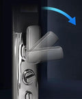 Level Up Your Home Security With This Fully Automatic Fingerprint Lock And Bright Display Made For Wooden Doors showing sleek chrome lever and display features.