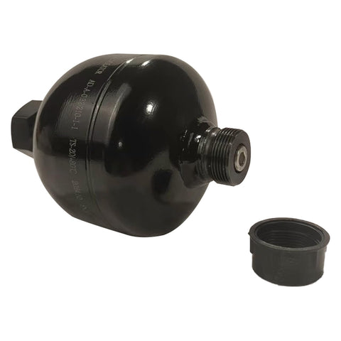 G1/2 Diaphragm Accumulator, 0.32L 20 Cu In Capacity, 4786 PSI Max Working Pressure, G1/2 Thread, 8:1 Compression, Wide Temperature Range -22F To 212F, Heavy-Duty Workhorse For Low-Flow Hydraulic Systems