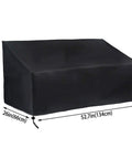 All Season Outdoor Bench Cover For 2 Seats Weatherproof Patio Furniture Protector Dustproof Waterproof Shield For Lawn Porch Yard Keeps Rocking Chair Safe From Snow Sun Rain And Moisture - Black cover with dimensions, 210D fabric material