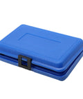 Blue plastic storage case with black latch for precision 1x2x3-inch parallel blocks set