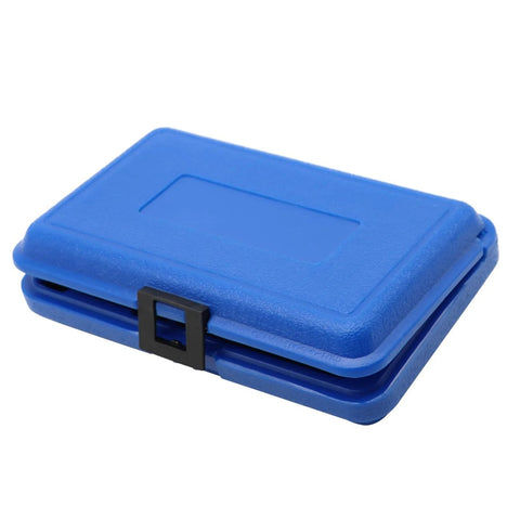 Blue plastic storage case with black latch for precision 1x2x3-inch parallel blocks set