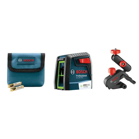 Green Beam Self-Leveling Cross-Line Laser Kit With 40 Ft Range, Includes 2 AA Batteries, Flexible Mounting Device, And Pouch