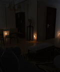 Plug In Dimmable LED Night Light With Auto Dusk To Dawn Sensor softly illuminating a living room at night