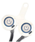Dual Stainless Steel Handlebar Headlight Switch With Bright Blue LED Power Indicator, front view of two switches.