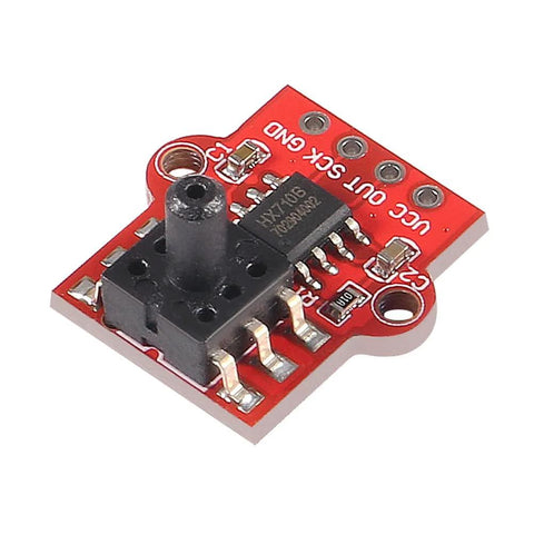 Front view of ALMOCN 0-40KPa digital barometric pressure sensor module on red PCB, Arduino-compatible