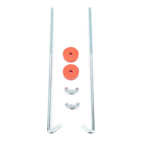 Battery Hold Down Kit With J Hook, Chrome Plated Aluminum Alloy And Steel, 10 Inch J Hook Set With Washers And Nuts, Universal Fit For Cars, Race Cars, Motorhomes And Yachts, Heavy Duty Marine Grade Hardware, shown with two J hooks
