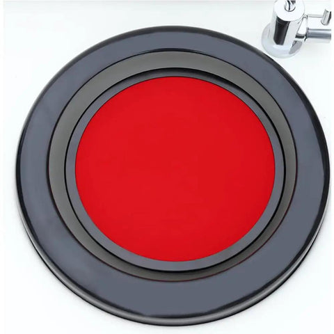 Top view of Pro Grade Desktop Double Disk Metallographic Grinding And Polishing Machine showing red 203 mm polishing disc
