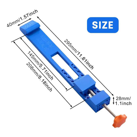 Dope Adjustable Base Guide For Circular Saw Milling And Precision Wood Cuts, blue ABS clamp with dimensions marked