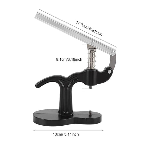 Adjustable Watch Case Opener And Back Remover Tool side view, showing measurements in centimeters and inches.