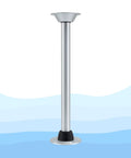 Heavy Duty RV Removable Table Leg Kit 28.5 Inch Aluminum Support Post Chrome Finish with black base for camper van installation.