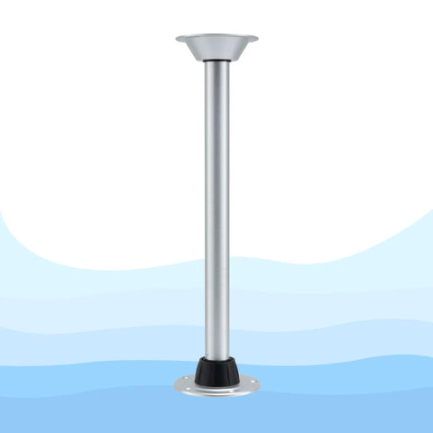Heavy Duty RV Removable Table Leg Kit 28.5 Inch Aluminum Support Post Chrome Finish with black base for camper van installation.