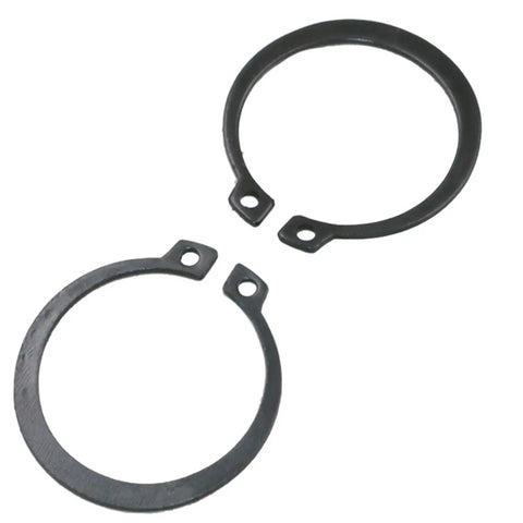 Black rings from 300 Piece Metal C Clip And E Ring Shaft Retaining Rings Assortment Kit With Box Fastener Set Black For Various Shafts And Mechanical Projects.