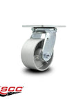Beefy 4 Inch Heavy Duty Swivel Caster With Semi Steel Cast Iron Wheel, 1,000 Lb Capacity, silver finish, no brake