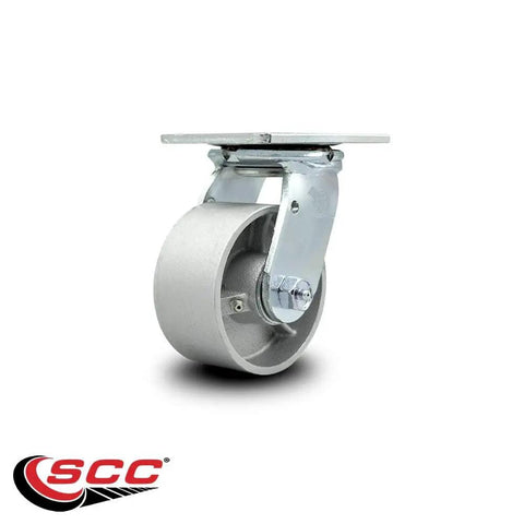 Beefy 4 Inch Heavy Duty Swivel Caster With Semi Steel Cast Iron Wheel, 1,000 Lb Capacity, silver finish, no brake